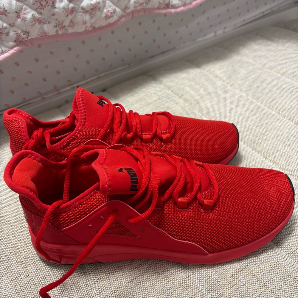 Puma Vibrant Red Lace-Up Sneakers